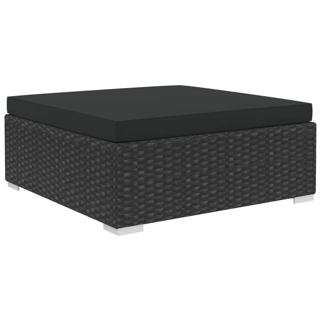12-tlg. Garten-Lounge-Set mit Auflagen Poly Rattan Schwarz