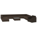 11-tlg. Garten-Lounge-Set mit Auflagen Poly Rattan