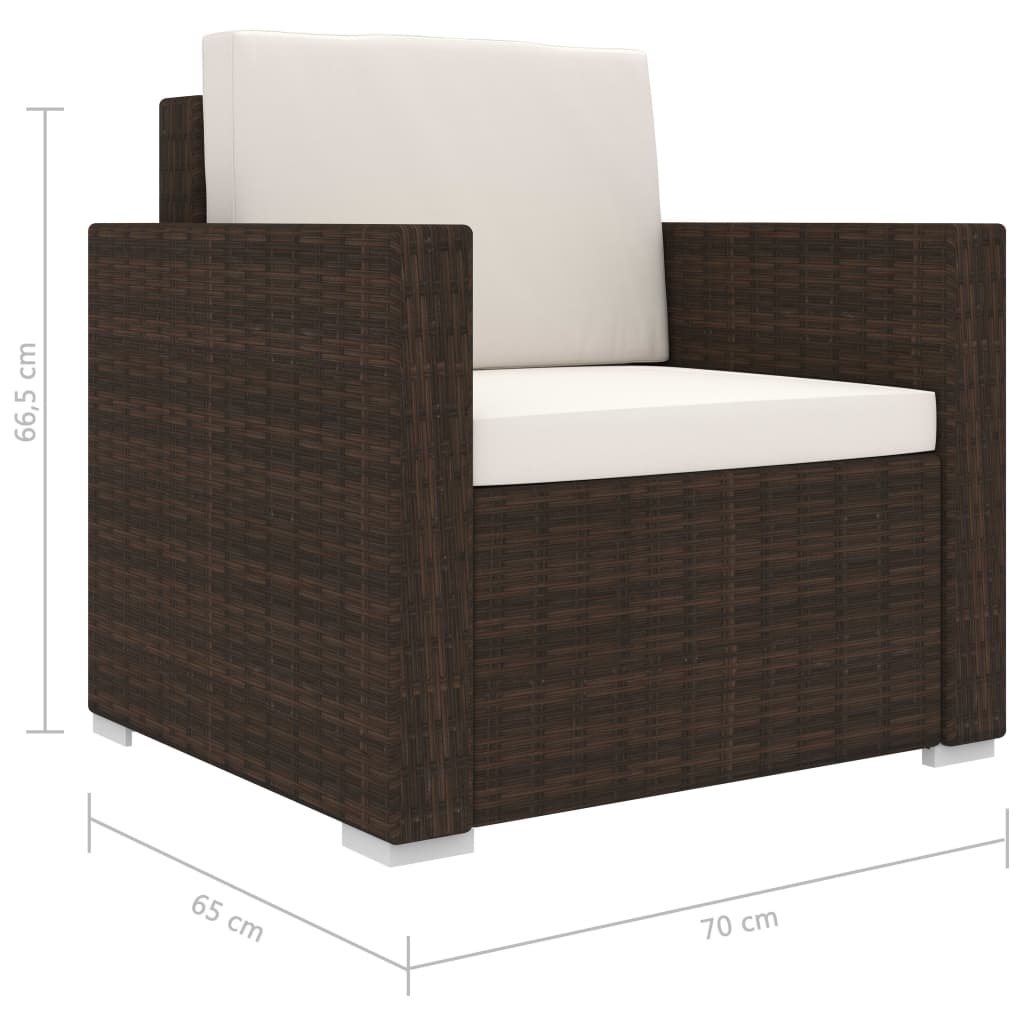 11-tlg. Garten-Lounge-Set mit Auflagen Poly Rattan