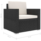 11-tlg. Garten-Lounge-Set mit Auflagen Poly Rattan