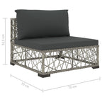 6-tlg. Garten-Lounge-Set mit Auflagen Poly Rattan Grau
