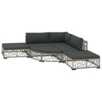6-tlg. Garten-Lounge-Set mit Kissen Poly Rattan Grau