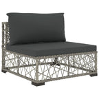 6-tlg. Garten-Lounge-Set mit Kissen Poly Rattan Grau