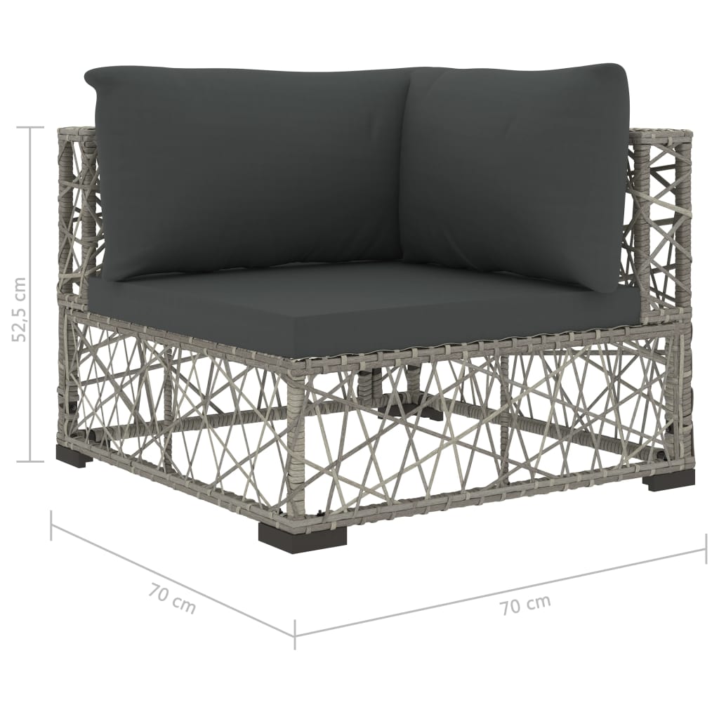 6-tlg. Garten-Lounge-Set mit Kissen Poly Rattan Grau