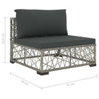 6-tlg. Garten-Lounge-Set mit Kissen Poly Rattan Grau