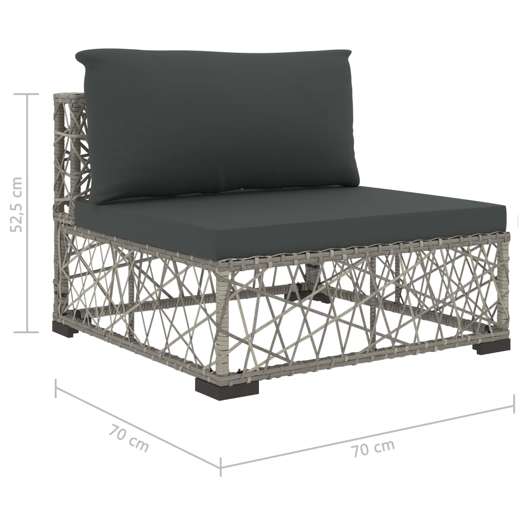6-tlg. Garten-Lounge-Set mit Kissen Poly Rattan Grau