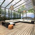 11-tlg. Garten-Lounge-Set mit Auflagen Poly Rattan Schwarz