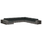 11-tlg. Garten-Lounge-Set mit Auflagen Poly Rattan Grau
