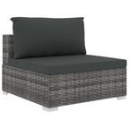 11-tlg. Garten-Lounge-Set mit Auflagen Poly Rattan Grau