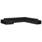 11-tlg. Garten-Lounge-Set mit Auflagen Poly Rattan Schwarz