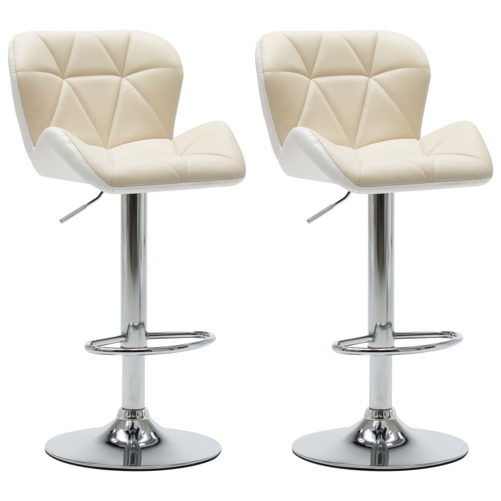 Barhocker 2 Stk. Creme Kunstleder