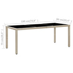 9-tlg. Garten-Essgruppe mit Auflagen Poly Rattan Beige