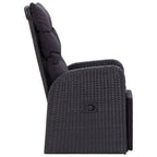 3-tlg. Bistro-Set mit Auflagen Poly Rattan Schwarz