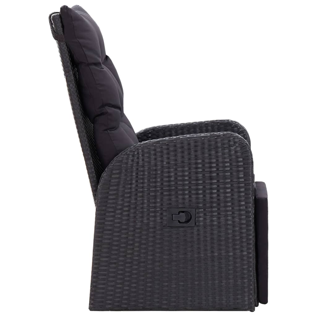 3-tlg. Bistro-Set mit Auflagen Poly Rattan Schwarz