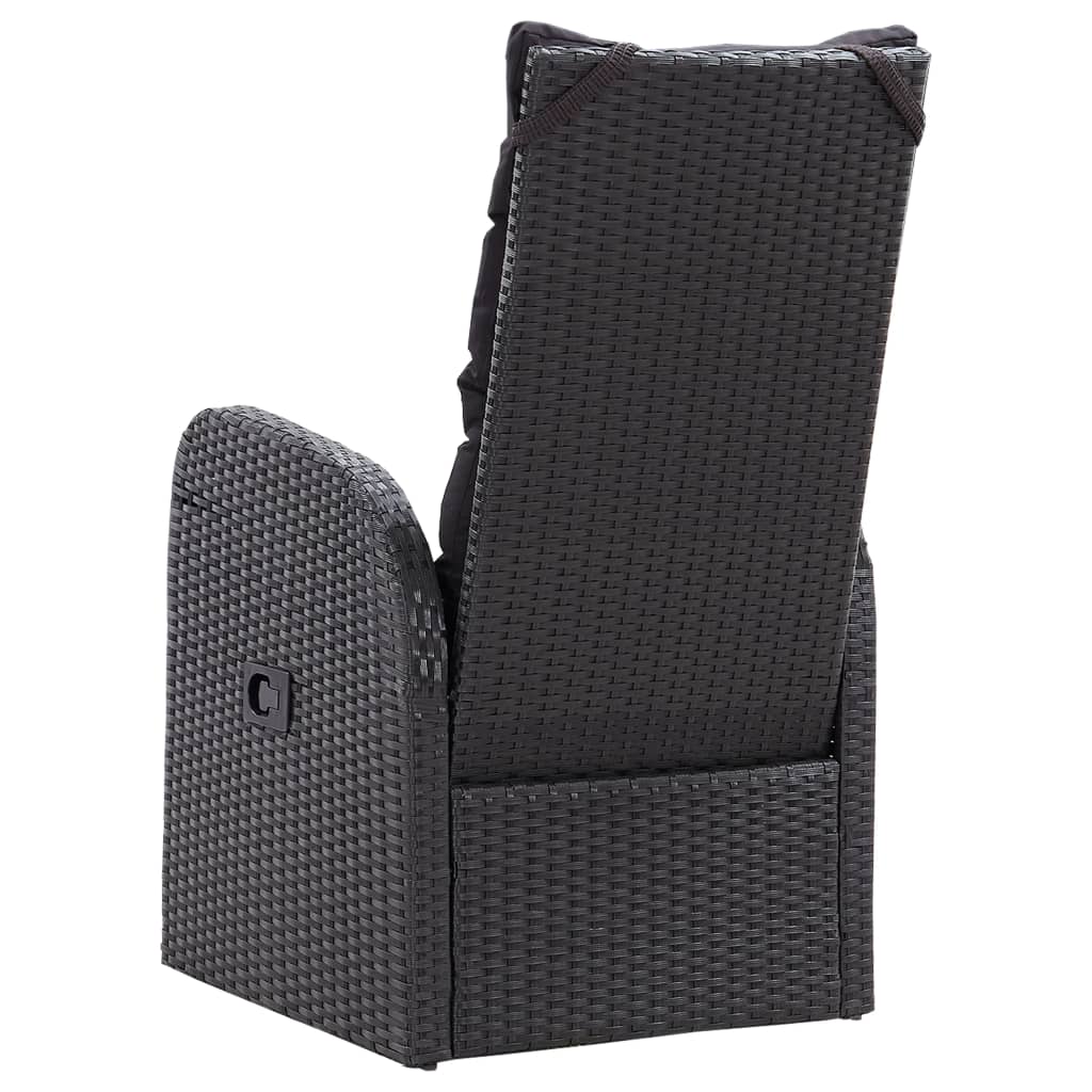 3-tlg. Bistro-Set mit Auflagen Poly Rattan Schwarz