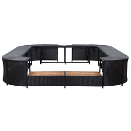 vidaXL Whirlpool-Umrandung Quadratisch Schwarz 268x268x55 Poly Rattan