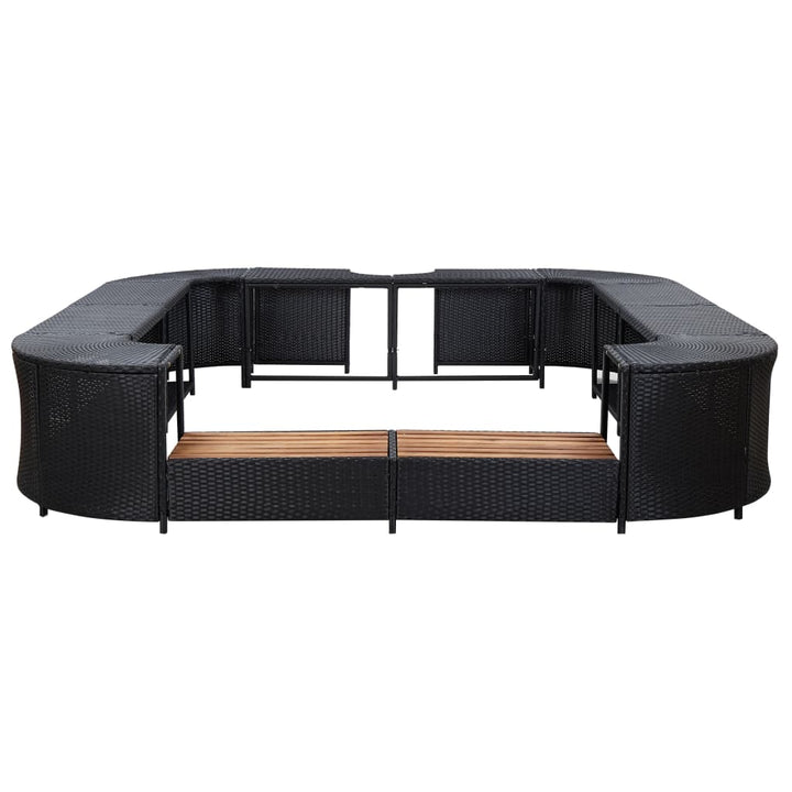 Whirlpool-Umrandung Quadratisch Schwarz 268x268x55 Poly Rattan