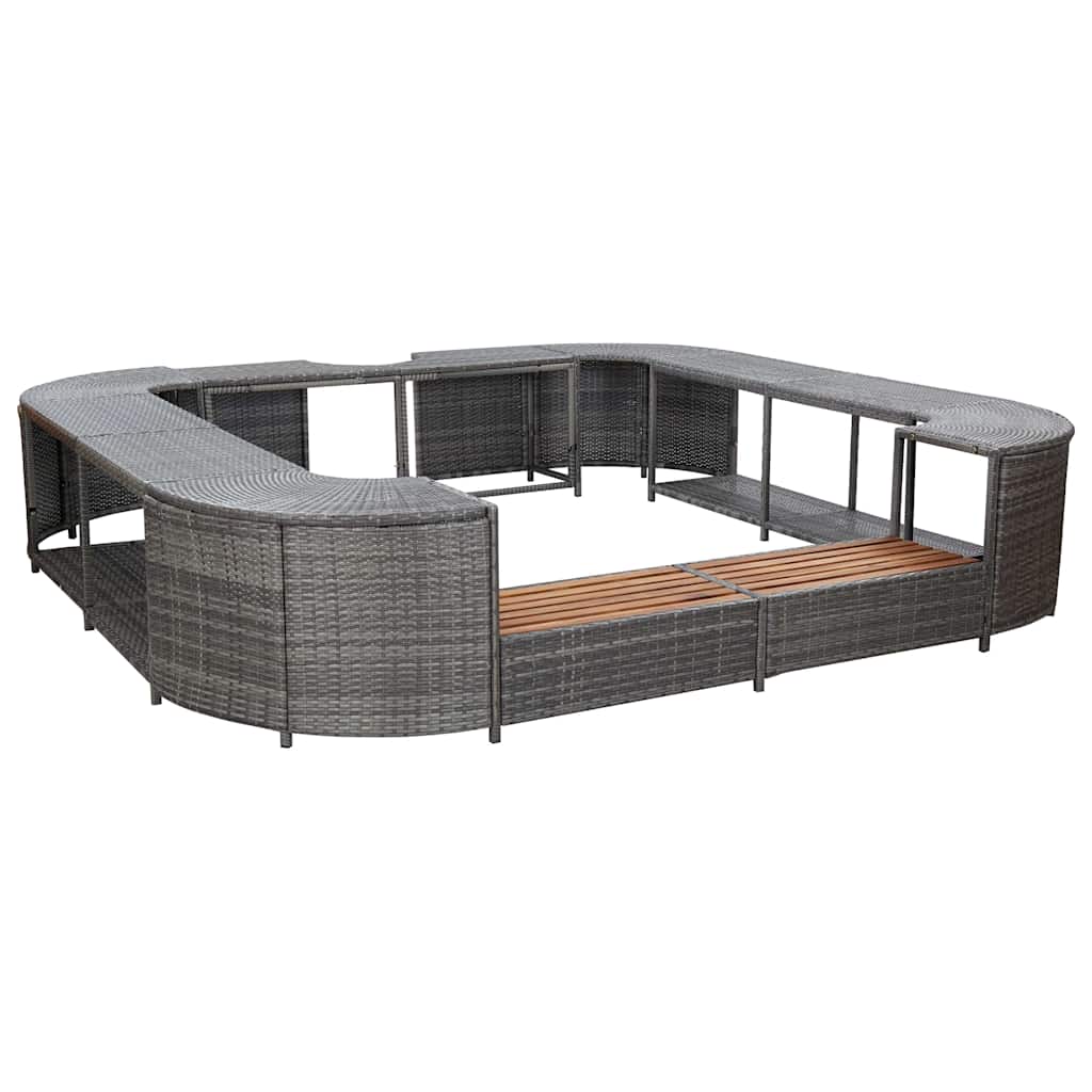 vidaXL Whirlpool-Umrandung Quadratisch Grau 268x268x55 cm Poly Rattan