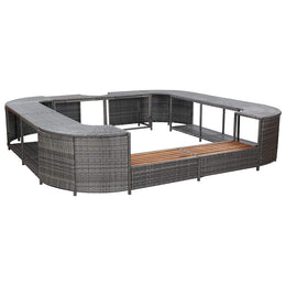 vidaXL Whirlpool-Umrandung Quadratisch Grau 268x268x55 cm Poly Rattan