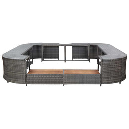 vidaXL Whirlpool-Umrandung Quadratisch Grau 268x268x55 cm Poly Rattan