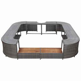 vidaXL Whirlpool-Umrandung Quadratisch Grau 268x268x55 cm Poly Rattan