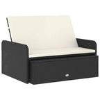 2-tlg. Garten-Lounge-Set mit Auflagen Poly Rattan Schwarz