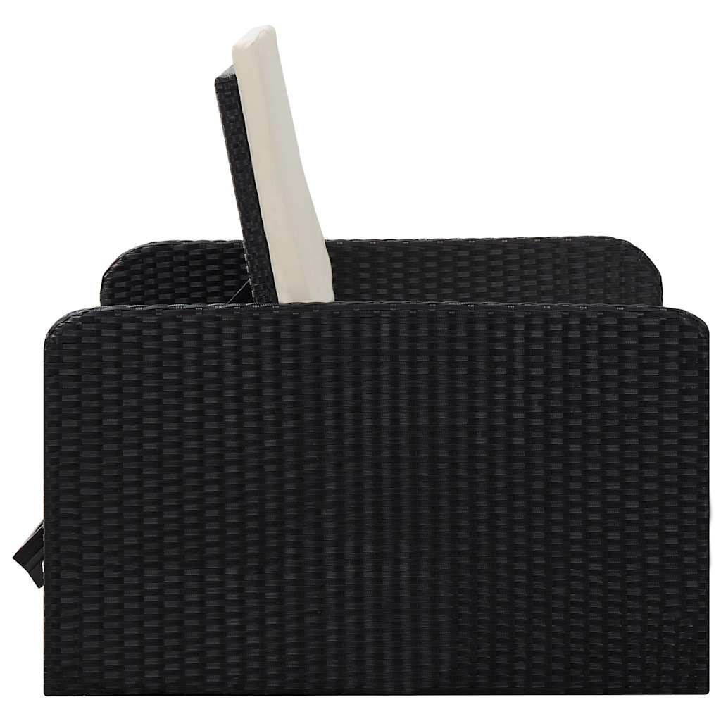 2-tlg. Garten-Lounge-Set mit Auflagen Poly Rattan Schwarz