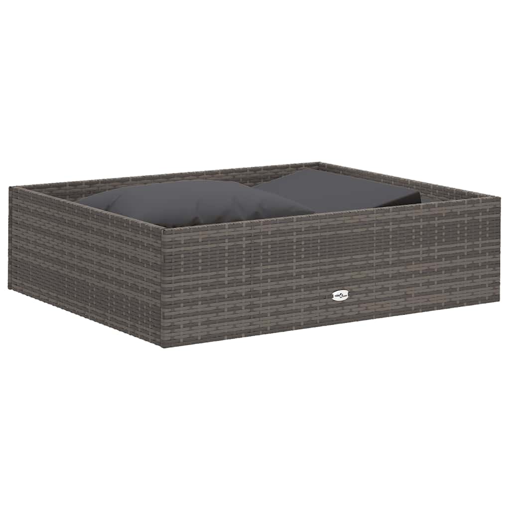 2-tlg. Garten-Lounge-Set mit Auflagen Poly Rattan Grau