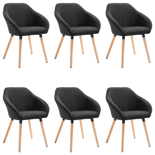 Esszimmerstühle 6 Stk. Schwarz Stoff