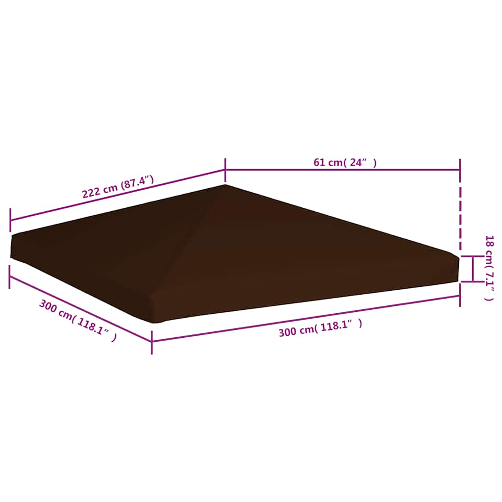 Pavillondach 310 g / m² 3x3 m Braun