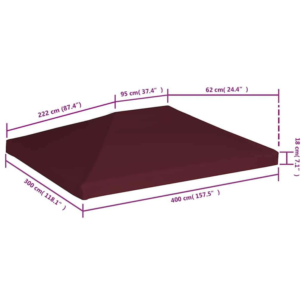 Pavillondach 310 g / m² 3x4 m Weinrot