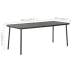 Gartentisch Dunkelgrau 180x83x72 cm Stahl