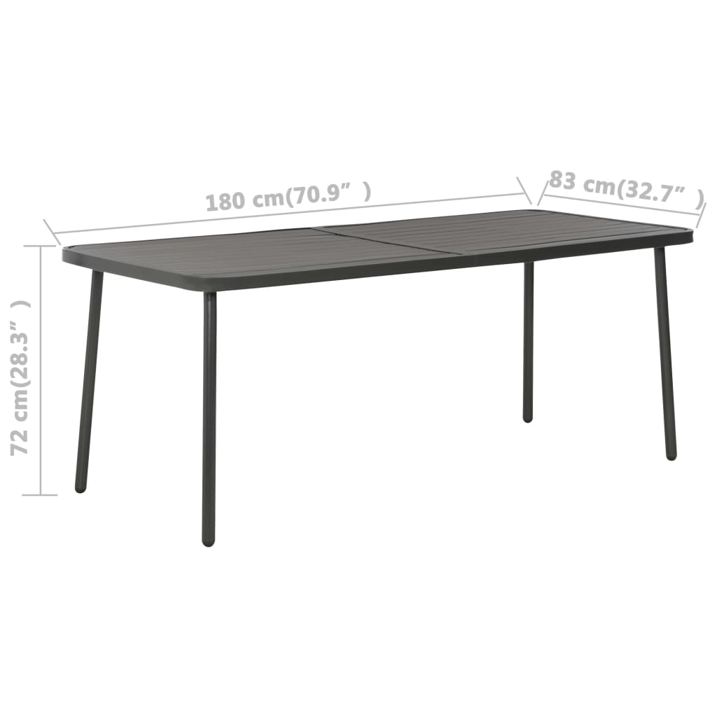 Gartentisch Dunkelgrau 180x83x72 cm Stahl
