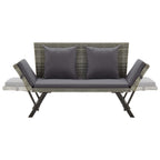 Gartenbank mit Auflagen 176 cm Grau Poly Rattan