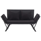 Gartenbank mit Auflagen 176 cm Schwarz Poly Rattan