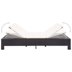 2-Personen-Sonnenliege mit Auflage Schwarz Poly Rattan