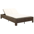 2-Personen-Sonnenliege mit Auflage Braun Poly Rattan
