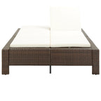 2-Personen-Sonnenliege mit Auflage Braun Poly Rattan