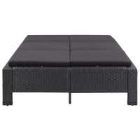 2-Personen-Sonnenliege mit Auflage Schwarz Poly Rattan