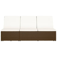 Sonnenliege mit Auflage Poly Rattan Braun