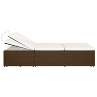 Sonnenliege mit Auflage Poly Rattan Braun