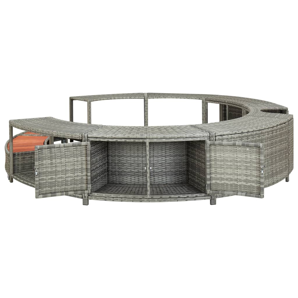 Whirlpool-Umrandung Grau Poly Rattan