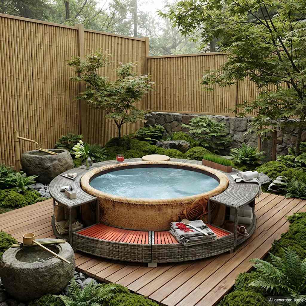 vidaXL Whirlpool-Umrandung Grau Poly Rattan