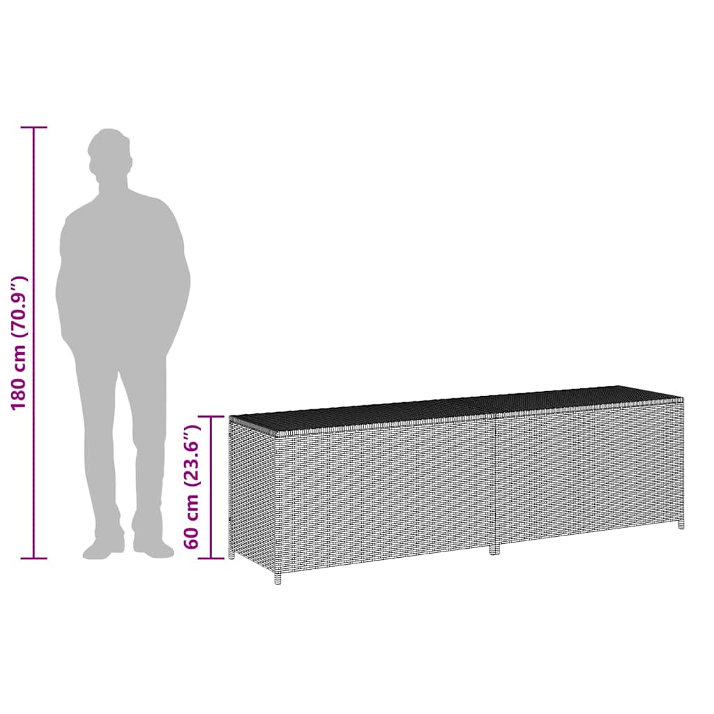 Gartenbox Poly Rattan 200x50x60 cm Schwarz