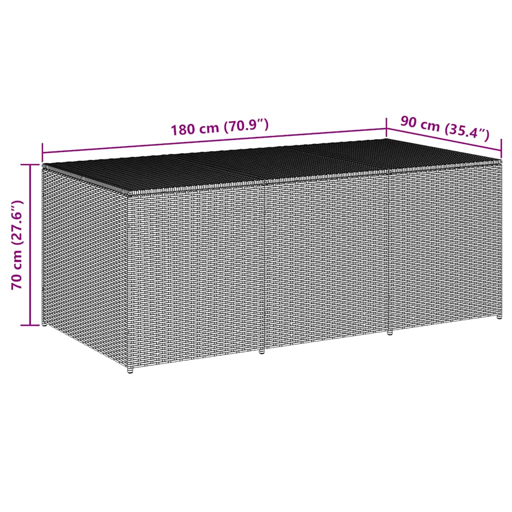 Gartenbox Poly Rattan 180x90x70 cm Schwarz