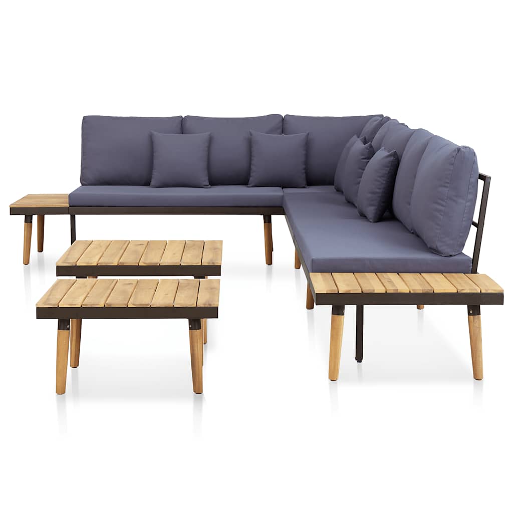 7-tlg. Garten-Lounge-Set mit Kissen Massivholz Akazie Braun