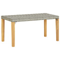 Gartenbank 120 cm Grau Poly Rattan und Massivholz Akazie