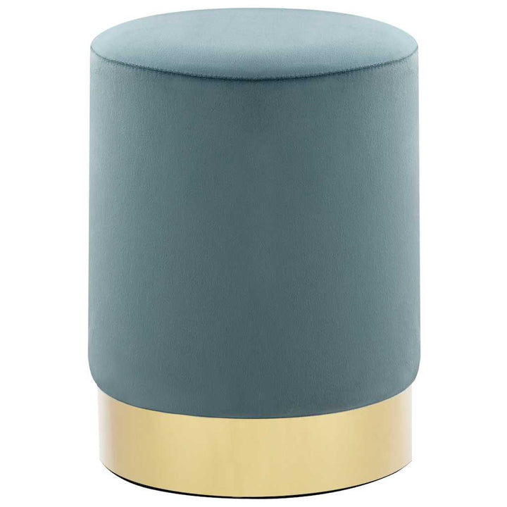 Hocker Hellblau und Golden Samt 28 x 36 cm