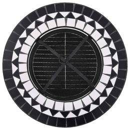 Feuertisch Mosaik Keramik Schwarz und Weiß 68 cm