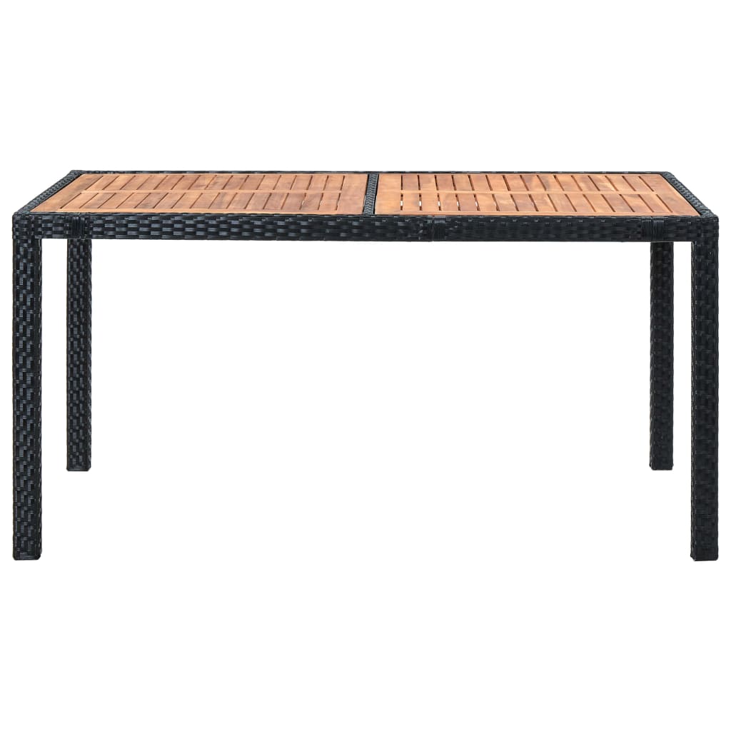 7-tlg. Garten-Essgruppe Poly Rattan Akazienholz Schwarz